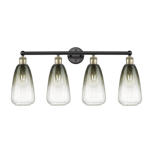 Innovations Brookhaven Almond 33in 4-Light Bath Vanity Light | Industrial Black Antique Brass and Slate Glass | Damp-Rated | Model 616-4W-BAB-G480-6SL