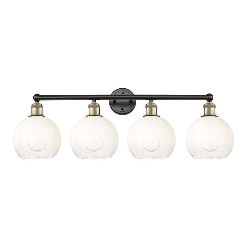 Innovations Brookhaven Globe 35in 4-Light Bath Vanity Light | Industrial Black Antique Brass and Opal Glass | Bathroom Vanity | Model 616-4W-BAB-G483-8OP