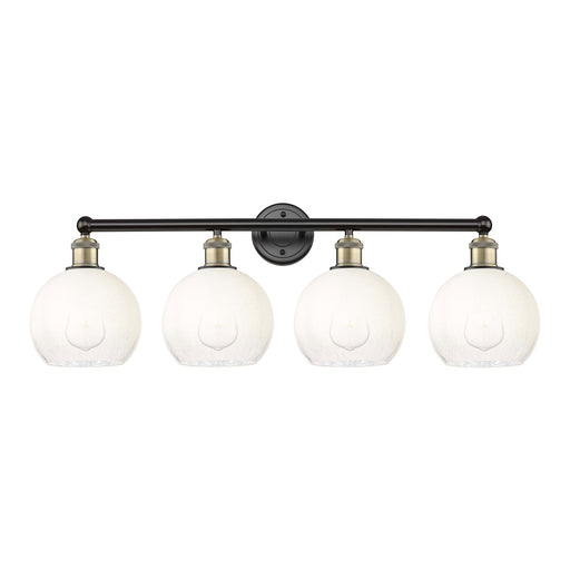 Innovations Brookhaven Globe 35in 4-Light Bath Vanity Light | Industrial Black Antique Brass and Opal Glass | Bathroom Vanity | Model 616-4W-BAB-G483-8OP