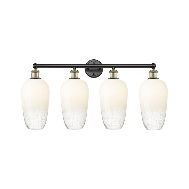 Innovations Brookhaven Flute 34in 4-Light Vanity Light | Industrial Black Antique Brass and Opal Glass | Bathroom Vanity | 34 | Model 616-4W-BAB-G484-7OP