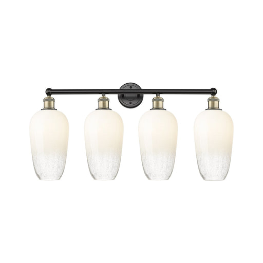 Innovations Brookhaven Flute 34in 4-Light Vanity Light | Industrial Black Antique Brass and Opal Glass | Bathroom Vanity | 34 | Model 616-4W-BAB-G484-7OP