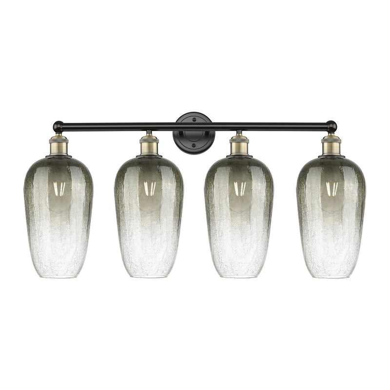 Innovations Brookhaven Flute 34in 4-Light Bath Vanity Light | Industrial Black Antique Brass and Slate Glass | Kitchen & | Model 616-4W-BAB-G484-7SL