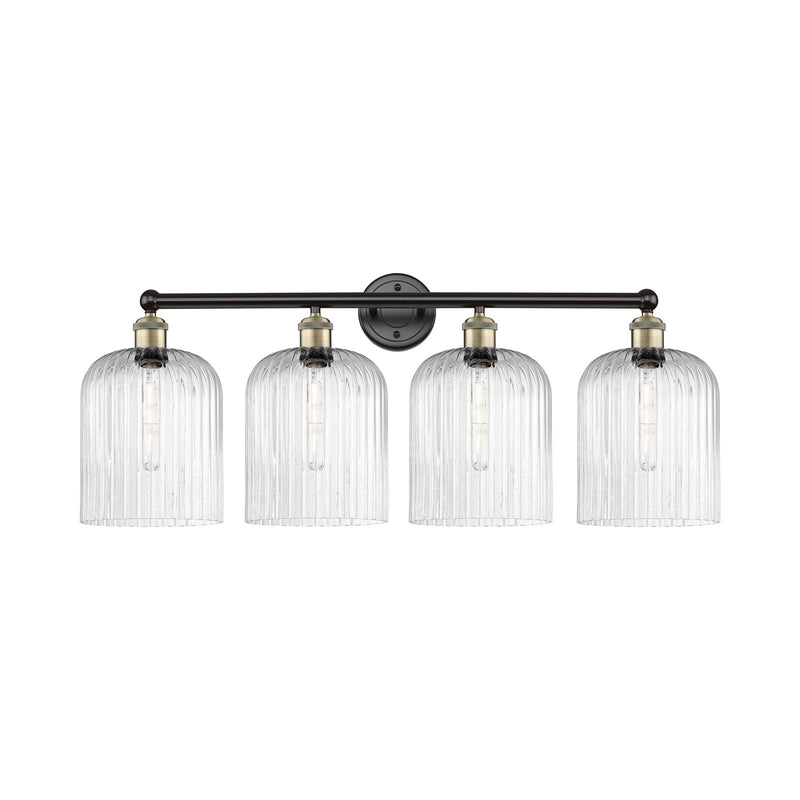 Innovations Bridal Veil 32in 4-Light Bath Vanity Light | Art Nouveau Industrial Black Antique Brass and Seedy Glass | Damp | Model 616-4W-BAB-G559-8SDY