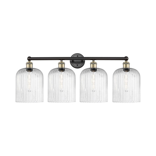 Innovations Bridal Veil 32in 4-Light Bath Vanity Light | Art Nouveau Industrial Black Antique Brass and Seedy Glass | Damp | Model 616-4W-BAB-G559-8SDY