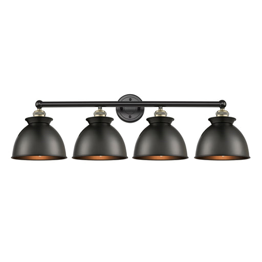 Innovations Adirondack 35in 4-Light Bath Vanity Light | Industrial Black Antique Brass and Matte Black Metal Shade | Bathroom | Model 616-4W-BAB-M14-BK