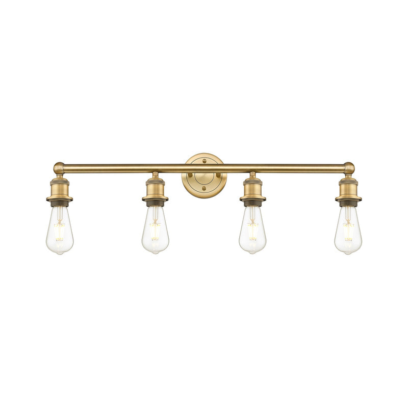 Innovations Edison 30in 4-Light Bath Vanity Light | Industrial Brushed Brass Steel and Cast Brass | Damp Rated Bathroom Vanity | 30.38 x | Model 616-4W-BB