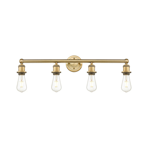 Innovations Edison 30in 4-Light Bath Vanity Light | Industrial Brushed Brass Steel and Cast Brass | Damp Rated Bathroom Vanity | 30.38 x | Model 616-4W-BB