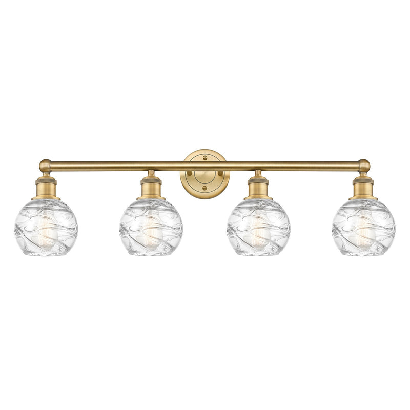 Innovations Athens Deco Swirl 33in 4-Light Bath Vanity Light | Industrial Brushed Brass and Clear Glass | Kitchen & Bathroom | Model 616-4W-BB-G1213-6CL