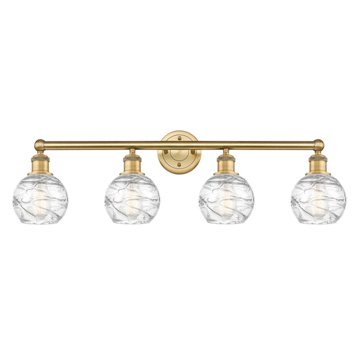 Innovations Athens Deco Swirl 33in 4-Light Bath Vanity Light | Industrial Brushed Brass and Clear Glass | Kitchen & Bathroom | Model 616-4W-BB-G1213-6CL