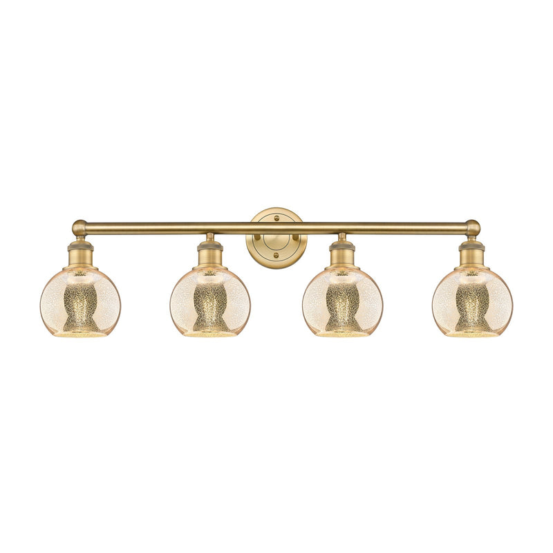 Innovations Athens 33in 4-Light Bath Vanity Light | Industrial Brushed Brass Steel and Mercury Glass | Bathroom Vanity | 32.88 x | Model 616-4W-BB-G128-6