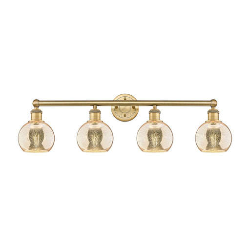 Innovations Athens 33in 4-Light Bath Vanity Light | Industrial Brushed Brass Steel and Mercury Glass | Bathroom Vanity | 32.88 x | Model 616-4W-BB-G128-6
