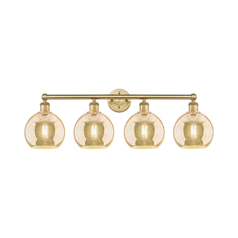Innovations Athens 35in 4-Light Bath Vanity Light | Industrial Brushed Brass and Mercury Glass | Bathroom Vanity | 35 x 12.25 x | Model 616-4W-BB-G128-8