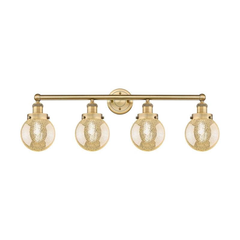 Innovations Beacon 33in 4-Light Bath Vanity Light | Art Nouveau Brushed Brass Steel and Mercury Glass | Bathroom Vanity & Powder | Model 616-4W-BB-G208-6