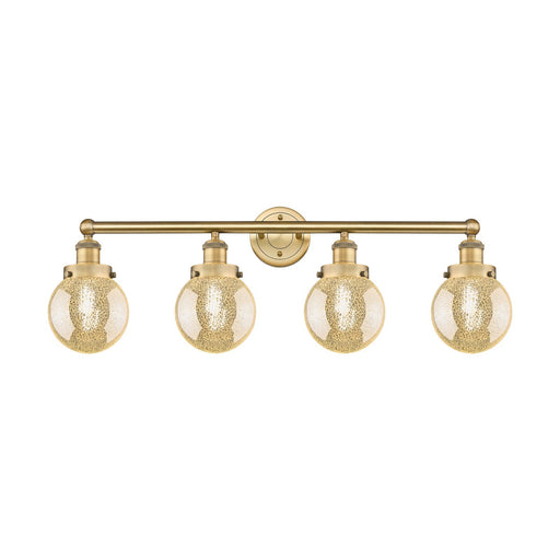 Innovations Beacon 33in 4-Light Bath Vanity Light | Art Nouveau Brushed Brass Steel and Mercury Glass | Bathroom Vanity & Powder | Model 616-4W-BB-G208-6