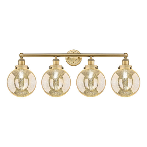 Innovations Beacon 35in 4-Light Bath Vanity Light | Industrial Brushed Brass Steel and Mercury Glass | Bathroom Vanity | 35 x | Model 616-4W-BB-G208-8