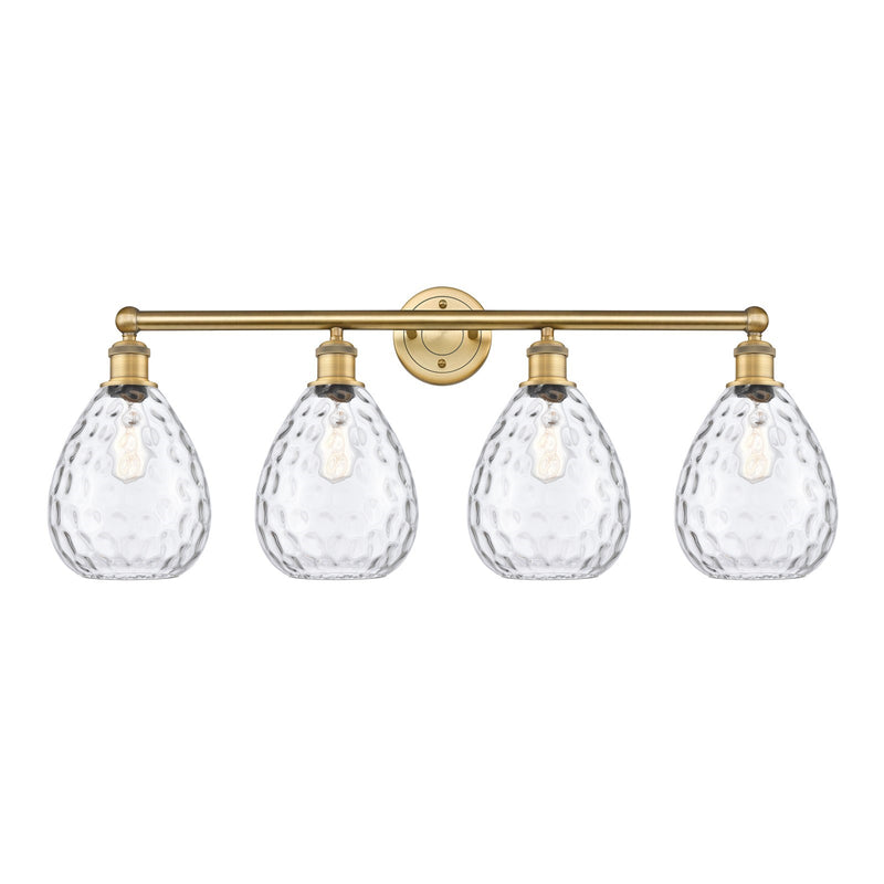 Innovations Waverly 35in 4-Light Bath Vanity Light | Industrial Brushed Brass Steel and Clear Glass | Bathroom Vanity & Powder Room | Model 616-4W-BB-G372