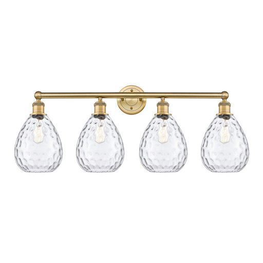 Innovations Waverly 35in 4-Light Bath Vanity Light | Industrial Brushed Brass Steel and Clear Glass | Bathroom Vanity & Powder Room | Model 616-4W-BB-G372