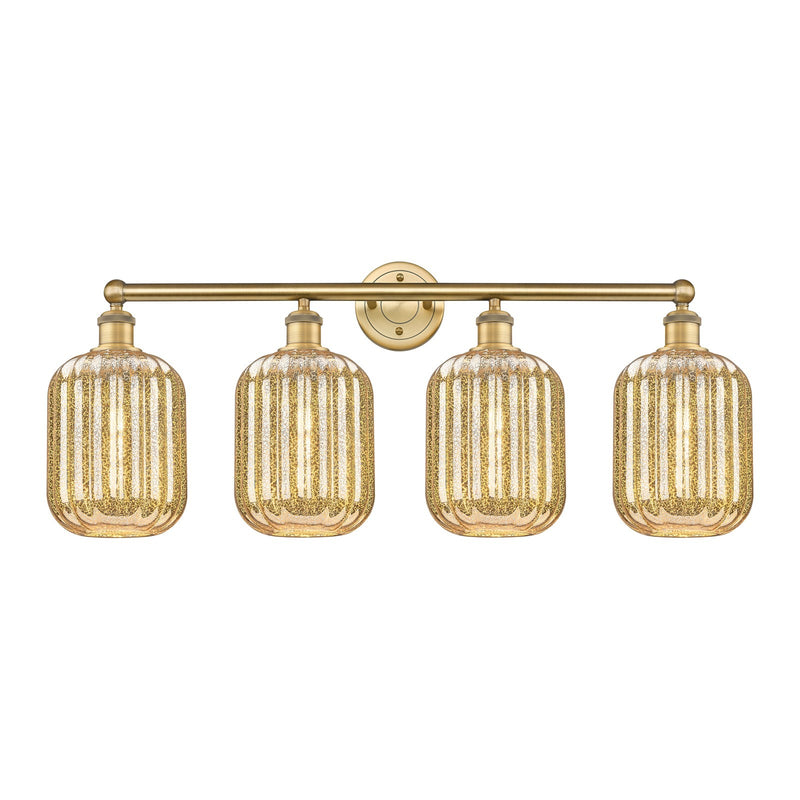 Innovations Preston Cylinder 34in 4-Light Bath Vanity | Industrial Brushed Brass and Mercury Glass | Bathroom Vanity | 33.75 x | Model 616-4W-BB-G460-7ME