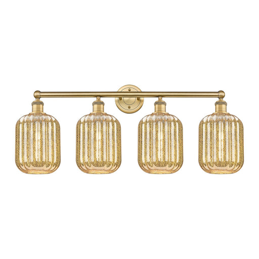 Innovations Preston Cylinder 34in 4-Light Bath Vanity | Industrial Brushed Brass and Mercury Glass | Bathroom Vanity | 33.75 x | Model 616-4W-BB-G460-7ME