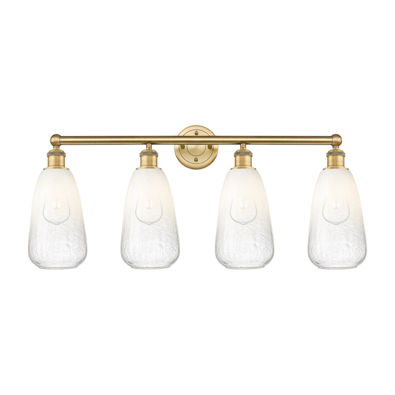 Innovations Brookhaven Almond 33in 4-Light Bath Vanity Light | Industrial Brushed Brass and Opal Glass | Bathroom Vanity | 33 x | Model 616-4W-BB-G480-6OP