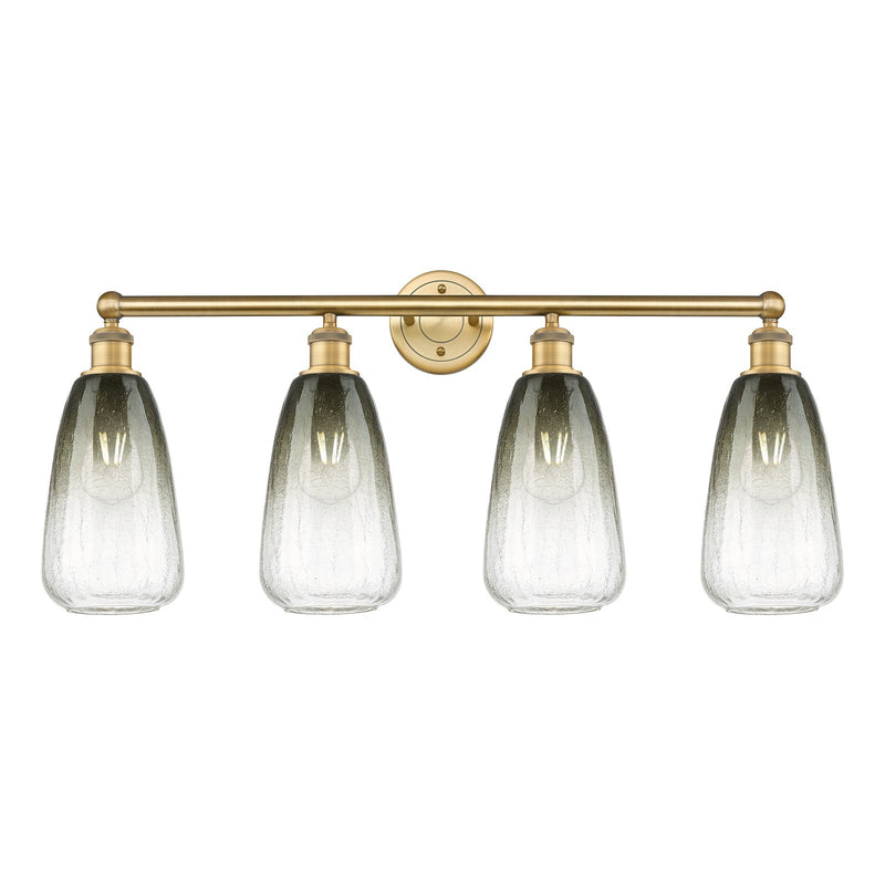 Innovations Brookhaven Almond 33in 4-Light Bath Vanity Light | Industrial Brushed Brass and Slate Glass | Bathroom Vanity | 33 | Model 616-4W-BB-G480-6SL