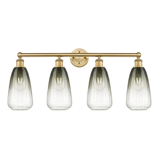 Innovations Brookhaven Almond 33in 4-Light Bath Vanity Light | Industrial Brushed Brass and Slate Glass | Bathroom Vanity | 33 | Model 616-4W-BB-G480-6SL