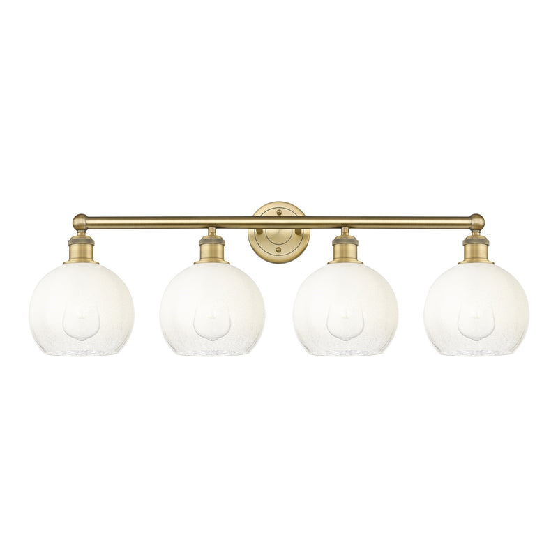 Innovations Brookhaven Globe 35in 4-Light Bath Vanity Light | Industrial Brushed Brass and Opal Glass | Bathroom Vanity & | Model 616-4W-BB-G483-8OP