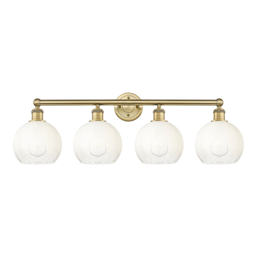Innovations Brookhaven Globe 35in 4-Light Bath Vanity Light | Industrial Brushed Brass and Opal Glass | Bathroom Vanity & | Model 616-4W-BB-G483-8OP