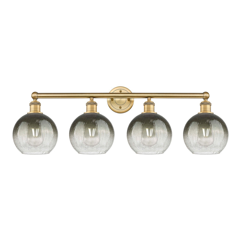 Innovations Brookhaven Globe 35in 4-Light Bath Vanity Light | Industrial Brushed Brass Steel and Slate Glass | Bathroom Vanity | Model 616-4W-BB-G483-8SL