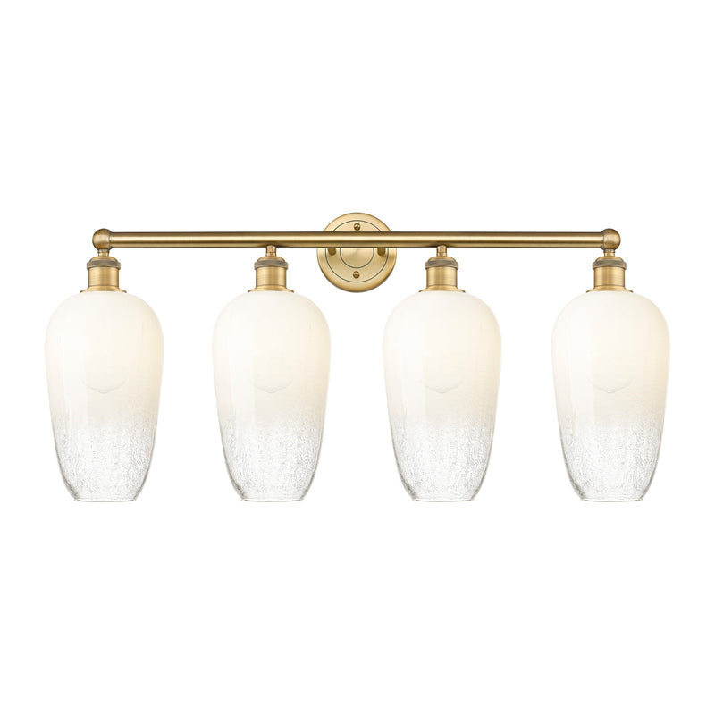 Innovations Brookhaven Flute 34in 4-Light Bath Vanity | Industrial Brushed Brass Steel and Opal Glass | Bathroom Vanity | 34 x | Model 616-4W-BB-G484-7OP