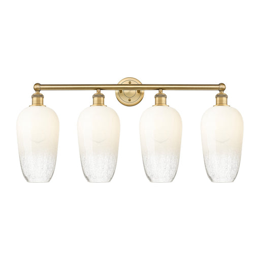 Innovations Brookhaven Flute 34in 4-Light Bath Vanity | Industrial Brushed Brass Steel and Opal Glass | Bathroom Vanity | 34 x | Model 616-4W-BB-G484-7OP