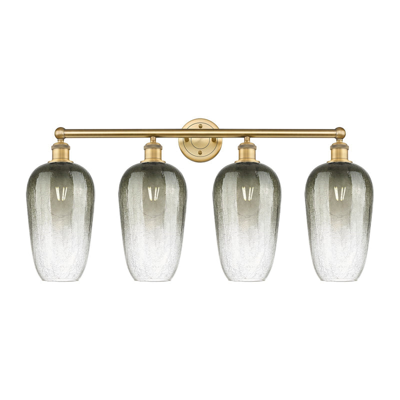 Innovations Brookhaven Flute 34in 4-Light Bath Vanity Light | Industrial Brushed Brass and Slate Glass | Bathroom Vanity | 34 x | Model 616-4W-BB-G484-7SL