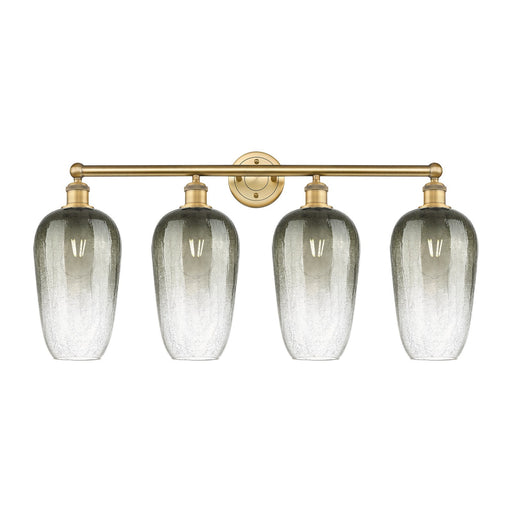 Innovations Brookhaven Flute 34in 4-Light Bath Vanity Light | Industrial Brushed Brass and Slate Glass | Bathroom Vanity | 34 x | Model 616-4W-BB-G484-7SL