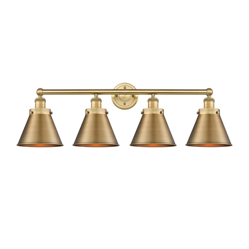 Innovations Appalachian 35in 4-Light Bath Vanity | Industrial Brushed Brass Steel and Brushed Brass Metal Shades | Bathroom | Model 616-4W-BB-M13-BB