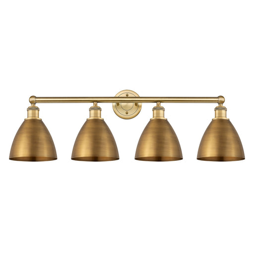 Innovations Bristol 35in 4-Light Bath Vanity | Industrial Farmhouse Brushed Brass Steel and Brushed Brass Metal Shade | Model 616-4W-BB-MBD-75-BB