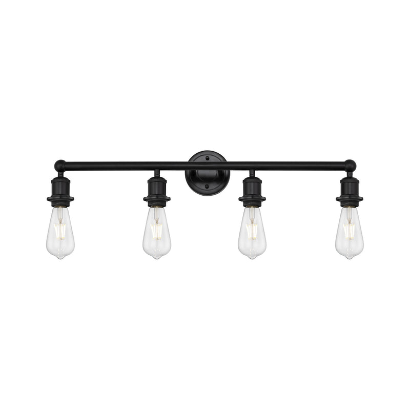 Innovations Lighting Edison 30in 4-Light Bath Vanity Light | Industrial Matte Black Steel | Bathroom Vanity Above Mirror | 30.38 x 6 x | Model 616-4W-BK