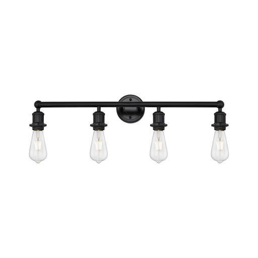 Innovations Lighting Edison 30in 4-Light Bath Vanity Light | Industrial Matte Black Steel | Bathroom Vanity Above Mirror | 30.38 x 6 x | Model 616-4W-BK
