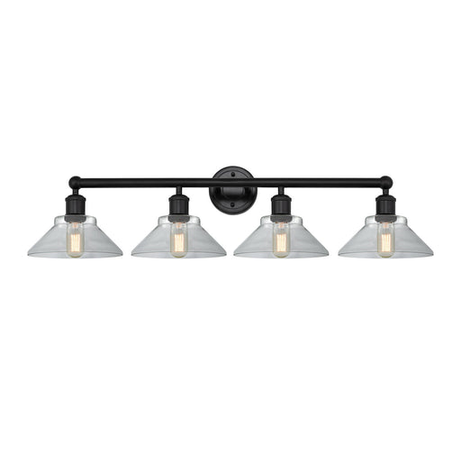 Innovations Orwell 35in 4-Light Bath Vanity Light | Industrial Matte Black Steel and Clear Glass | Bathroom Vanity | 35.38 x 9.25 x | Model 616-4W-BK-G132