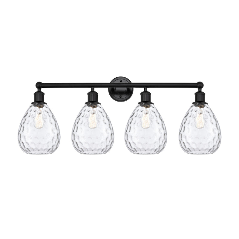 Innovations Waverly 35in 4-Light Bath Vanity Light | Industrial Matte Black Steel and Clear Glass | Bathroom Vanity | 35 x 14.25 x | Model 616-4W-BK-G372