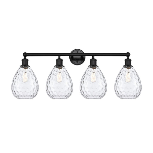 Innovations Waverly 35in 4-Light Bath Vanity Light | Industrial Matte Black Steel and Clear Glass | Bathroom Vanity | 35 x 14.25 x | Model 616-4W-BK-G372