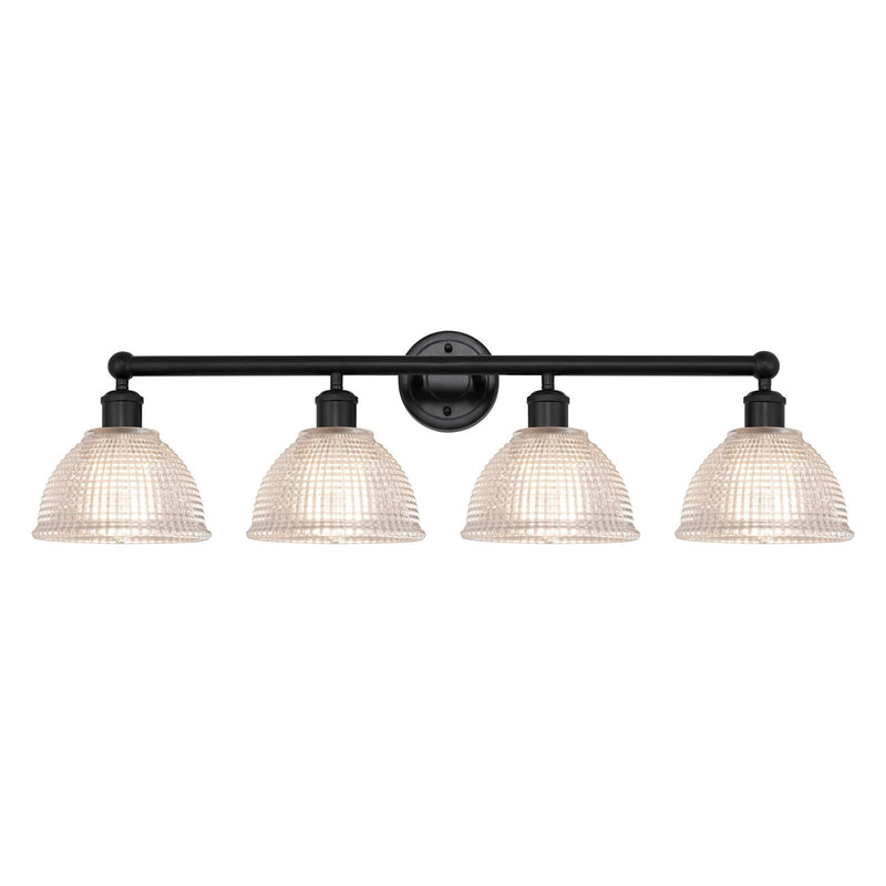 Innovations Arietta 35in 4-Light Bath Vanity Light | Industrial Matte Black Steel and Clear Glass | Bathroom Vanity | 35 x 10.25 x | Model 616-4W-BK-G422