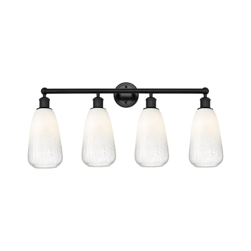 Innovations Brookhaven Almond 33in 4-Light Bath Vanity | Industrial Modern Matte Black Steel and Opal Glass | Bathroom Vanity | Model 616-4W-BK-G480-6OP