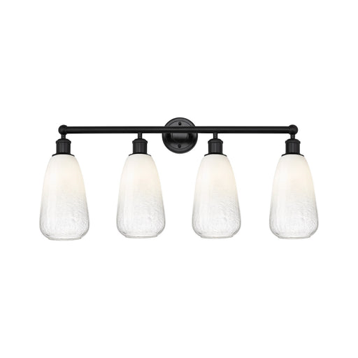 Innovations Brookhaven Almond 33in 4-Light Bath Vanity | Industrial Modern Matte Black Steel and Opal Glass | Bathroom Vanity | Model 616-4W-BK-G480-6OP