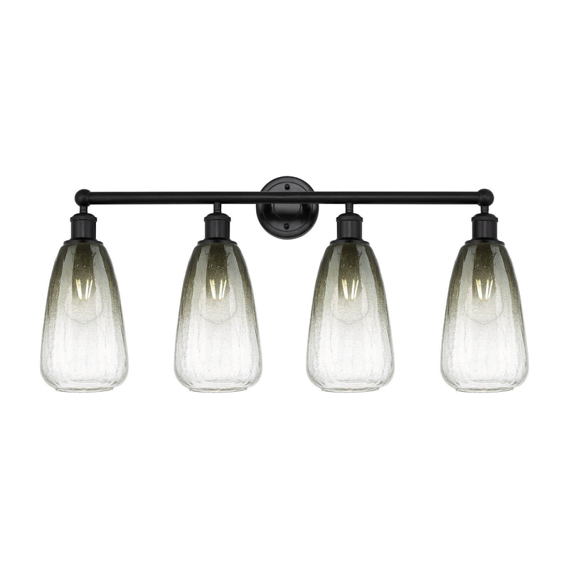 Innovations Brookhaven Almond 33in 4-Light Bath Vanity Light | Industrial Matte Black Steel and Slate Glass | Damp Rated | Model 616-4W-BK-G480-6SL