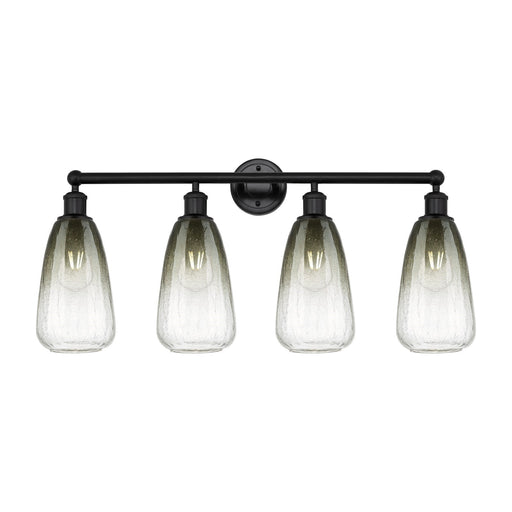 Innovations Brookhaven Almond 33in 4-Light Bath Vanity Light | Industrial Matte Black Steel and Slate Glass | Damp Rated | Model 616-4W-BK-G480-6SL