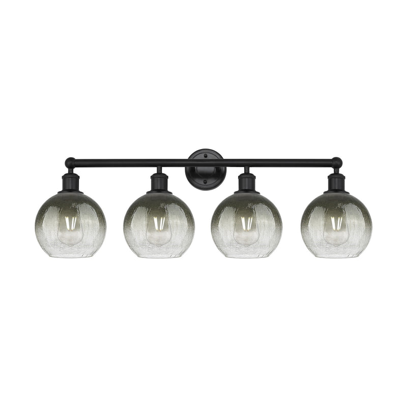 Innovations Brookhaven Globe 35in 4-Light Bath Vanity | Industrial Matte Black Steel and Slate Glass | Bathroom & Powder Room | Model 616-4W-BK-G483-8SL