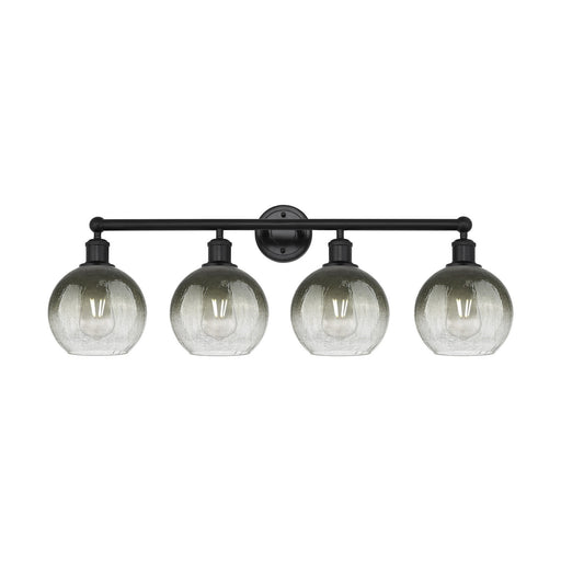 Innovations Brookhaven Globe 35in 4-Light Bath Vanity | Industrial Matte Black Steel and Slate Glass | Bathroom & Powder Room | Model 616-4W-BK-G483-8SL