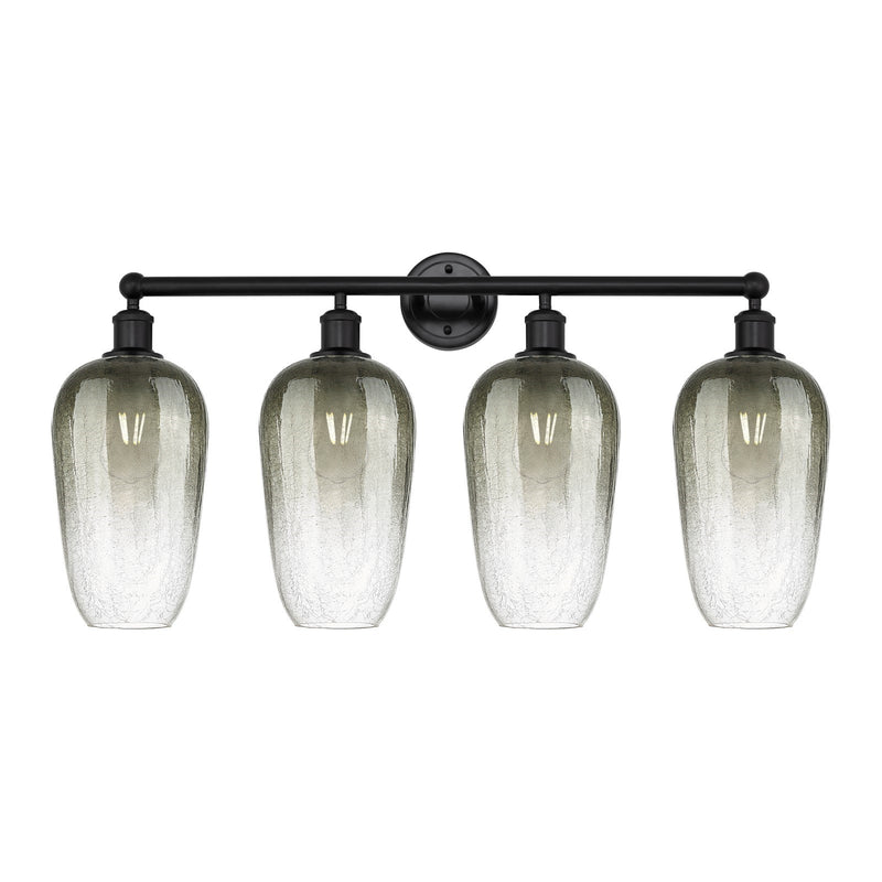 Innovations Brookhaven Flute 34in 4-Light Bath Vanity | Industrial Matte Black Steel and Cast Brass with Slate Glass Shades | Model 616-4W-BK-G484-7SL