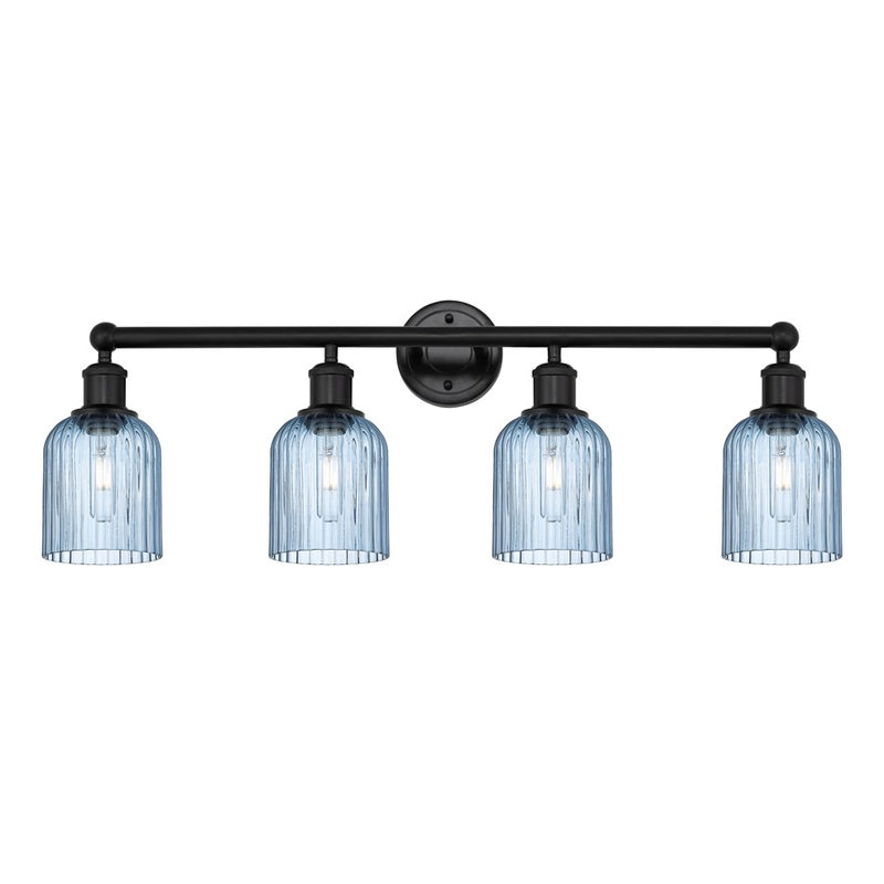 Innovations Edison Bridal Veil 4Lt 32" Bath, Black/Blue - 616-4W-BK-G559-5BL