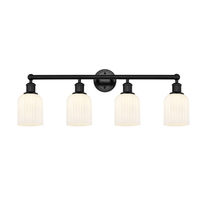 Innovations Edison Bridal Veil 4Lt 32" Bath, BK/GW - 616-4W-BK-G559-5GWH